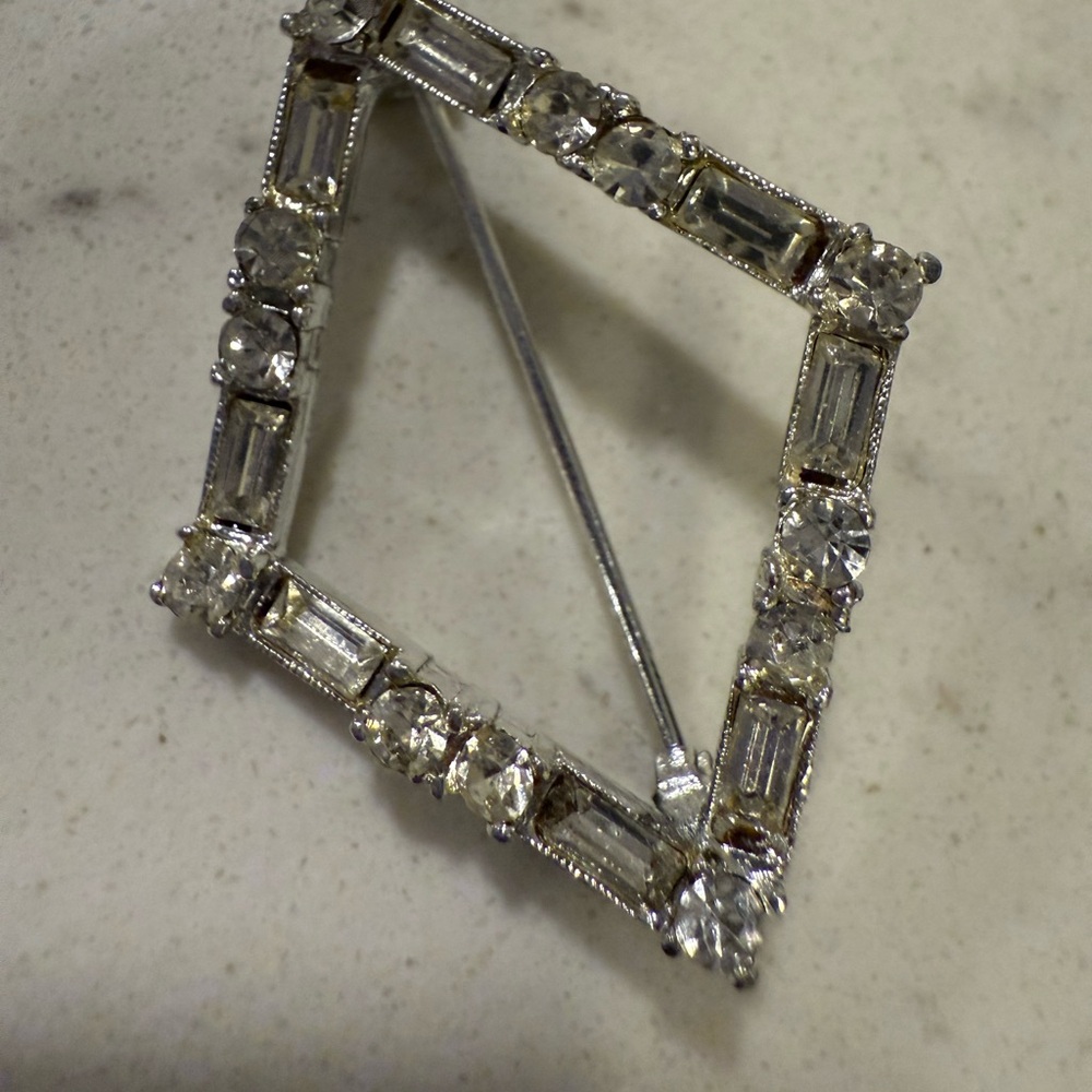 Elegant Silver Crystal Brooch